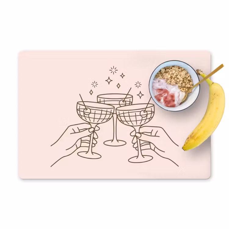 Drankjes - Feest - Proosten - Minimalistisch - Groen Placemat vinyl groot -zzzproduct_Kitchenyeah-website