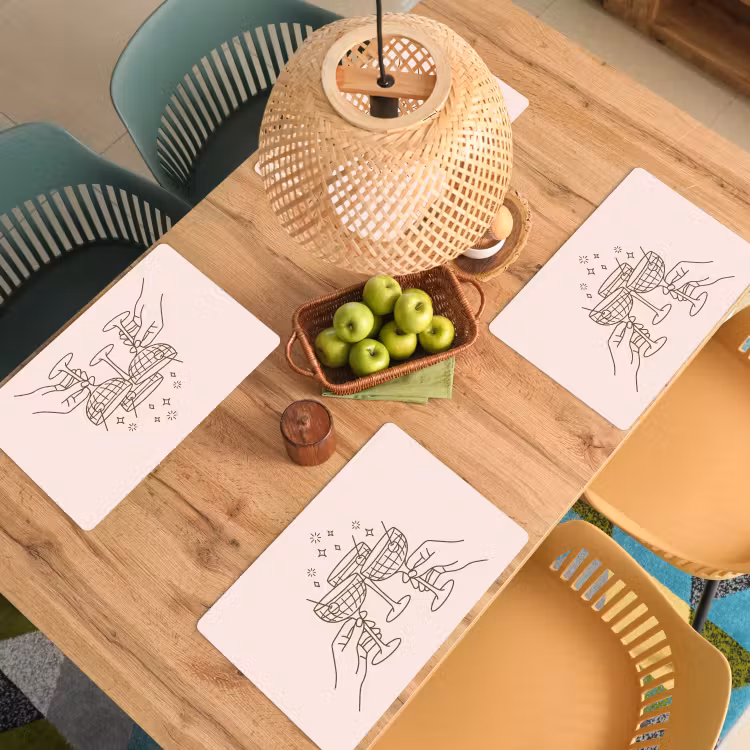 Drankjes - Feest - Proosten - Minimalistisch - Groen Placemat vinyl groot -zzsfeer5_Kitchenyeah-website
