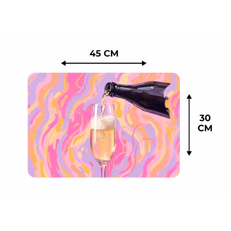 Drank - Inschenken - Feest - Abstract - Roze Placemat vinyl groot -specs