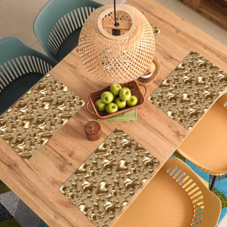 Druppels - Organisch - Goud Placemat vinyl groot 368 -zzsfeer5_Kitchenyeah-website