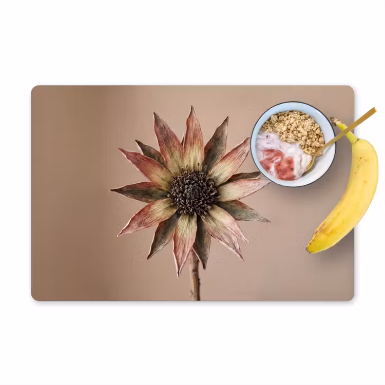 Droogbloem - Protea - Vintage - Beige - Rustiek Placemat vinyl groot -zzzproduct_Kitchenyeah-website