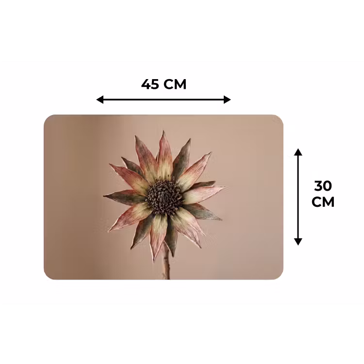 Droogbloem - Protea - Vintage - Beige - Rustiek Placemat vinyl groot -specs