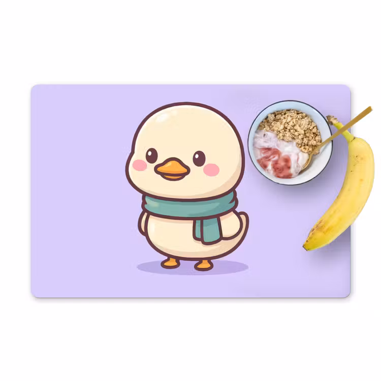 Eend - Sjaal - Paars Placemat vinyl groot -zzzproduct_Kitchenyeah-website