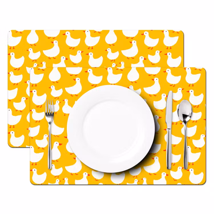 Eendjes - Patroon - Geel Placemat vinyl groot 368 -zzsfeer2_Kitchenyeah-website