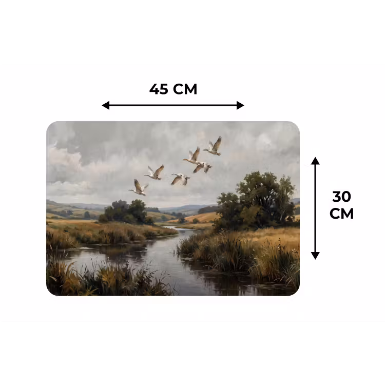 Eenden - Rivier - Landschap - Vlucht - Nostalgisch Placemat vinyl groot -specs