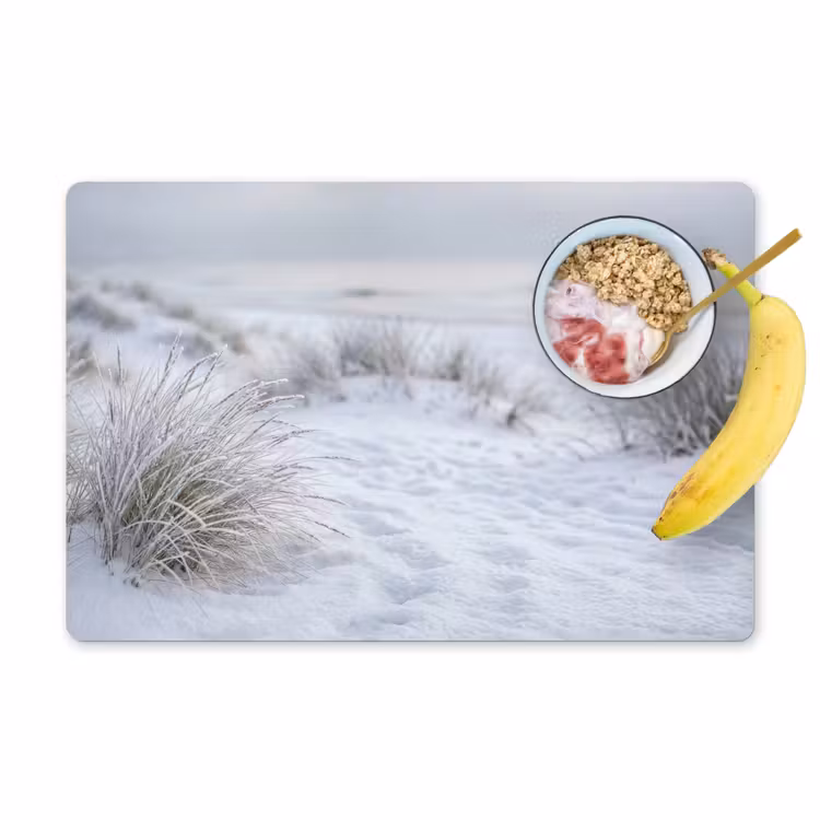 Duinen - Sneeuw - Strand - Winter - Serene Placemat vinyl groot -zzzproduct_Kitchenyeah-website