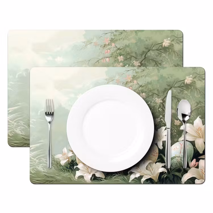 Paaseieren - Pasteltinten - Bloemen Placemat vinyl groot -zzsfeer2_Kitchenyeah-website