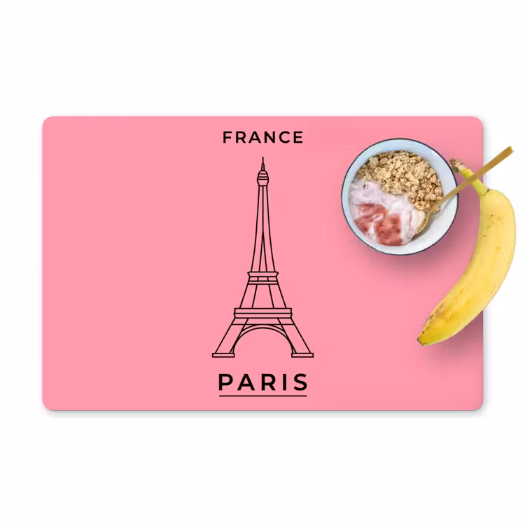 Eiffeltoren - Parijs - Architectuur - Minimalistisch - Roze Placemat vinyl groot -zzzproduct_Kitchenyeah-website