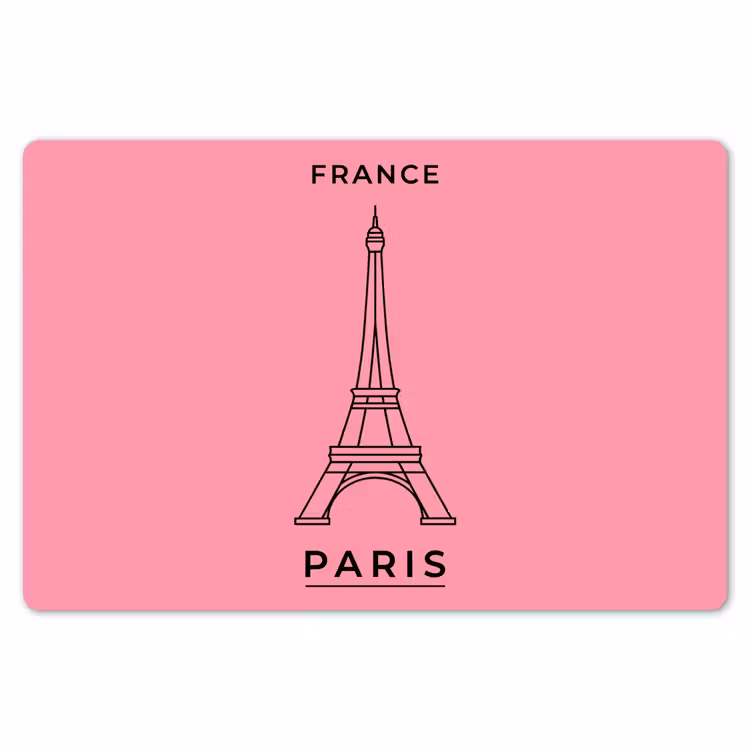 Eiffeltoren - Parijs - Architectuur - Minimalistisch - Roze Placemat vinyl groot -zzsfeer1_Kitchenyeah-website