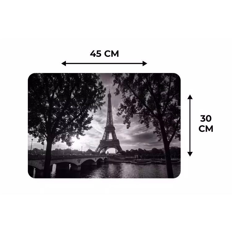 Eiffeltoren - Parijs - Rivier - Architectuur - Zwart-wit Placemat vinyl groot -specs