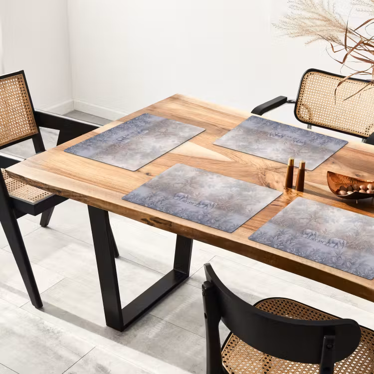 Olifant - Familie - Jungle - Illustratie - Grijs Placemat vinyl groot -zzsfeer4_Kitchenyeah-website