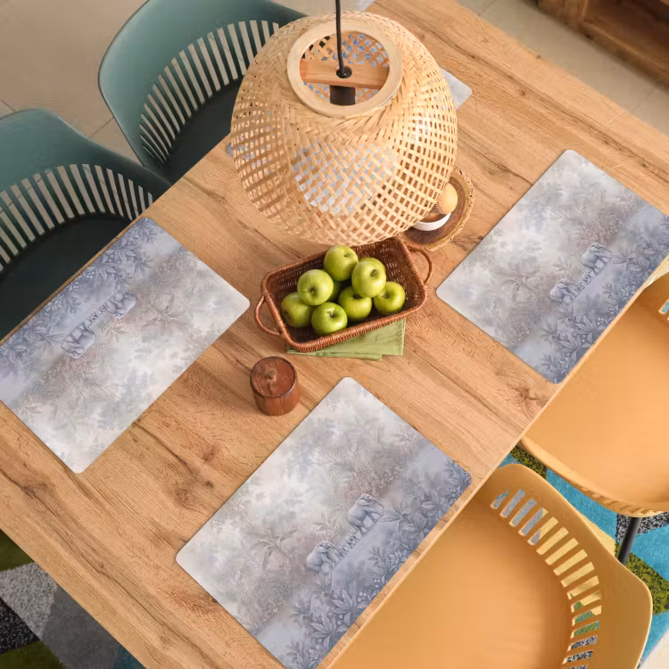Olifant - Familie - Jungle - Illustratie - Grijs Placemat vinyl groot -zzsfeer5_Kitchenyeah-website