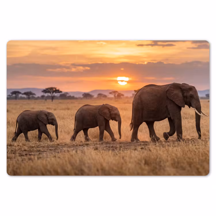 Olifanten - Savanne - Zonsondergang - Afrika - Warm Placemat vinyl groot -zzsfeer1_Kitchenyeah-website
