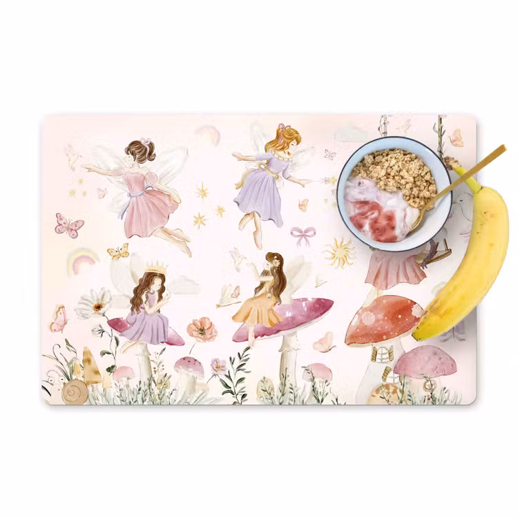 Elfjes - Prinses - Bloemen - Meisjes - Roze - Kinderen Placemat vinyl groot -zzzproduct_Kitchenyeah-website
