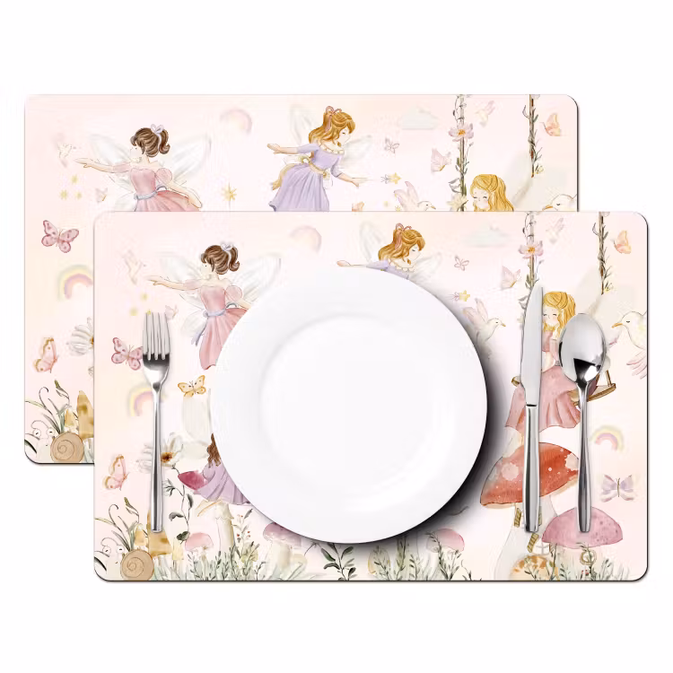 Elfjes - Prinses - Bloemen - Meisjes - Roze - Kinderen Placemat vinyl groot -zzsfeer2_Kitchenyeah-website