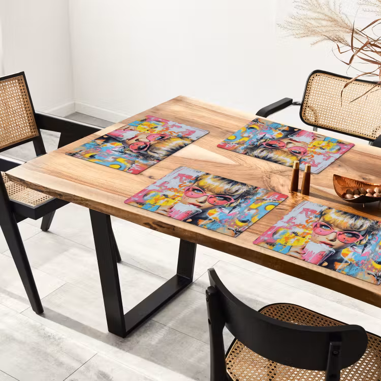 Expressief - Milkshake - Vrouw - Felle kleuren Placemat vinyl groot -zzsfeer4_Kitchenyeah-website