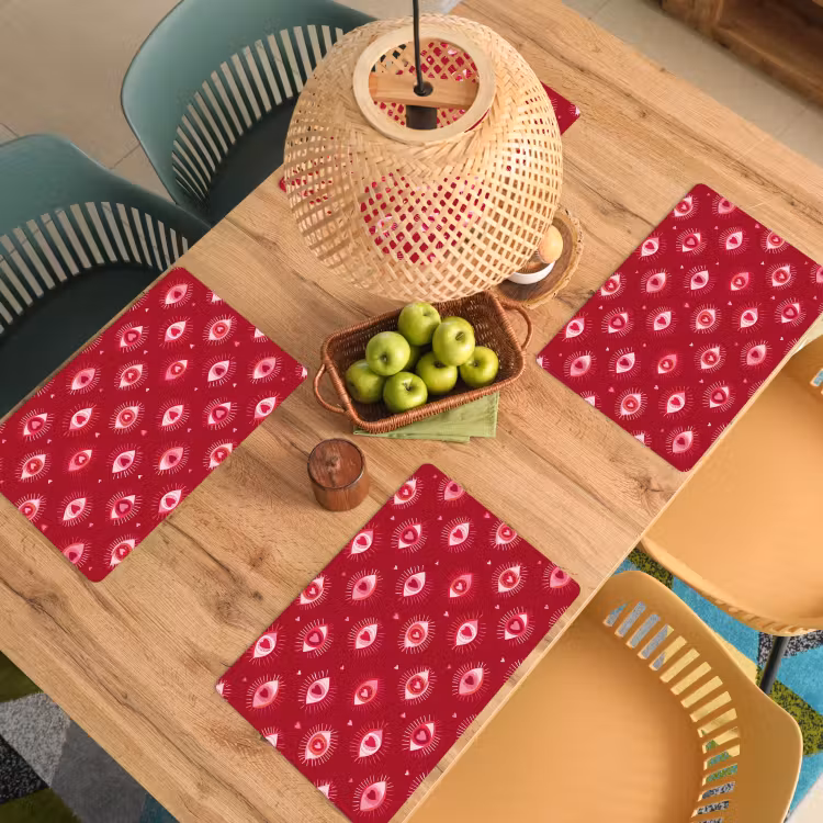 Ogen - Patroon - Roze - Donkerrood Placemat vinyl groot 368 -zzsfeer5_Kitchenyeah-website