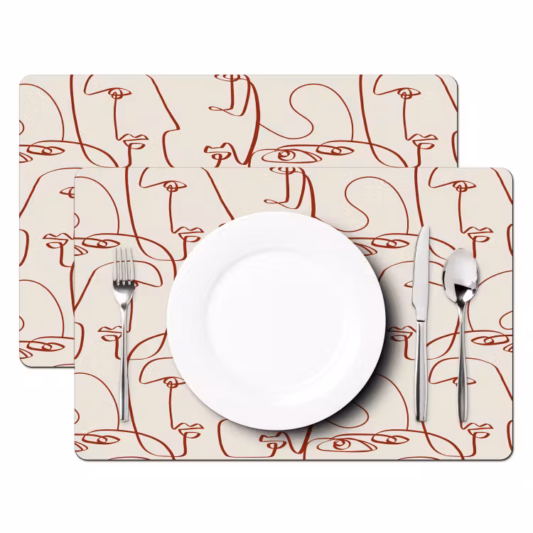 Gezichten - Abstract - Rood - Beige Placemat vinyl groot 368 -zzsfeer2_Kitchenyeah-website