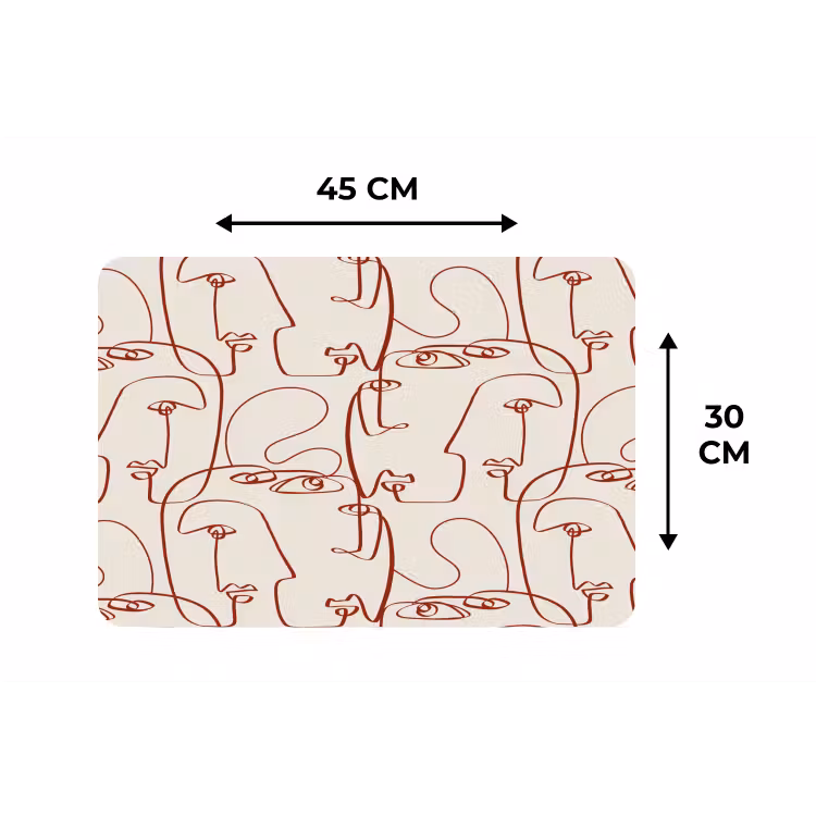 Gezichten - Abstract - Rood - Beige Placemat vinyl groot 368 -specs