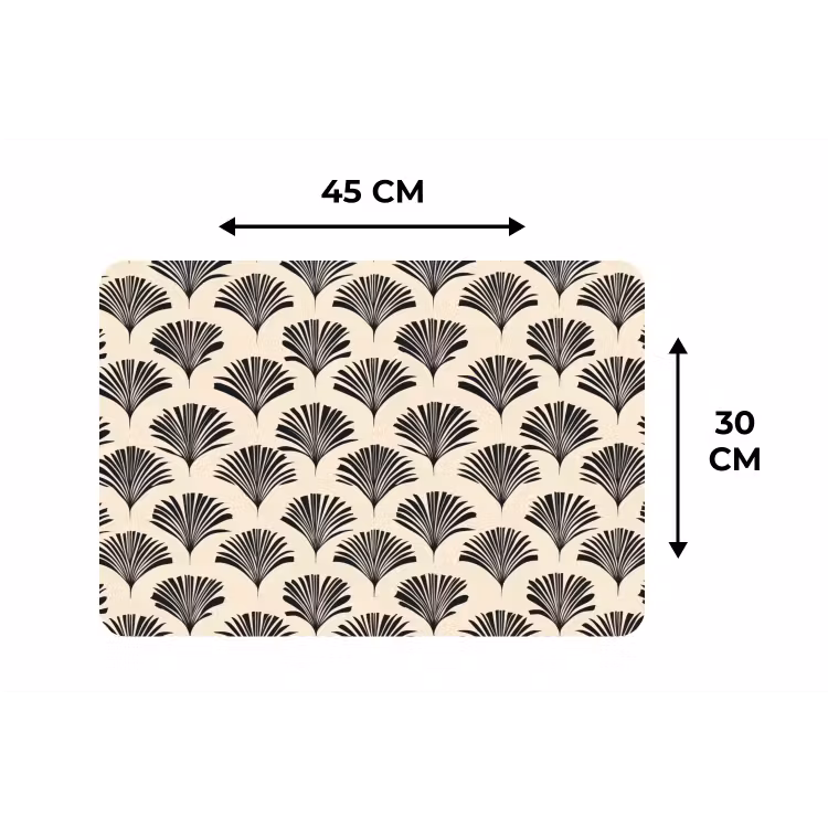 Waaiers - Botanisch - Zwart - Beige Placemat vinyl groot 368 -specs
