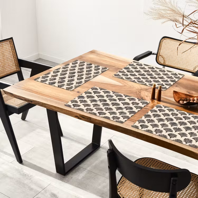 Waaiers - Botanisch - Zwart - Beige Placemat vinyl groot 368 -zzsfeer4_Kitchenyeah-website