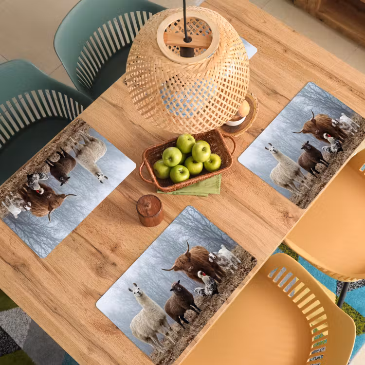 Boerderijdieren - Groep - Mist - Natuur - Rustiek Placemat vinyl groot -zzsfeer5_Kitchenyeah-website