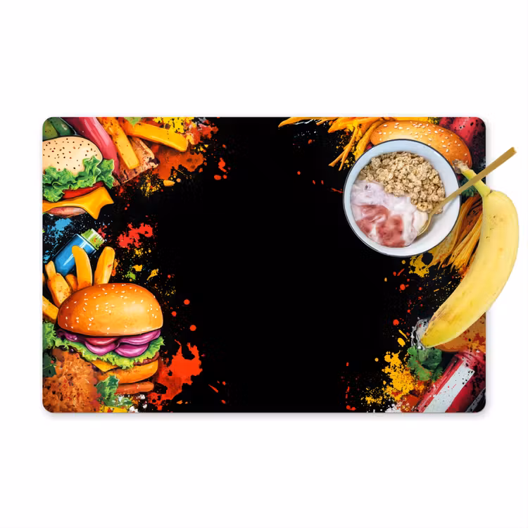 Fastfood - Graffiti - Hamburger - Eten - Modern Placemat vinyl groot -zzzproduct_Kitchenyeah-website