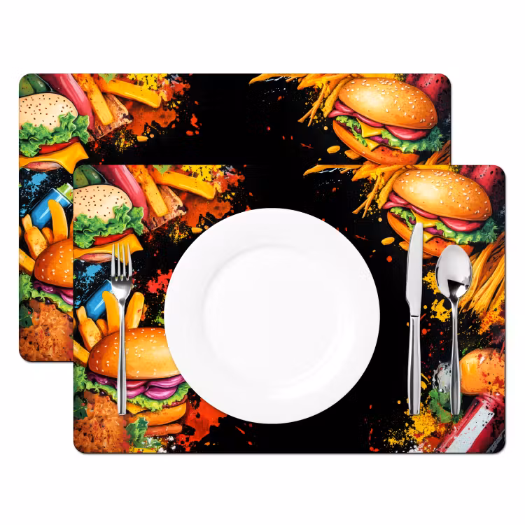 Fastfood - Graffiti - Hamburger - Eten - Modern Placemat vinyl groot -zzsfeer2_Kitchenyeah-website