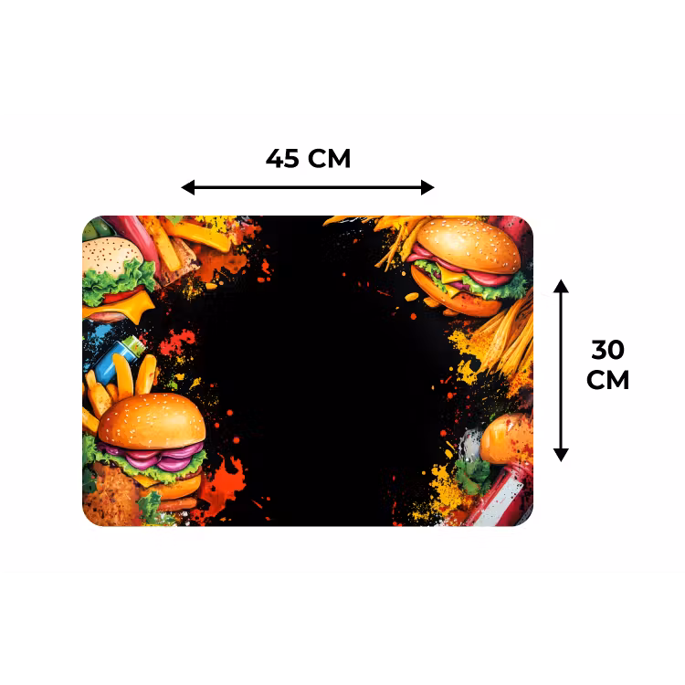 Fastfood - Graffiti - Hamburger - Eten - Modern Placemat vinyl groot -specs