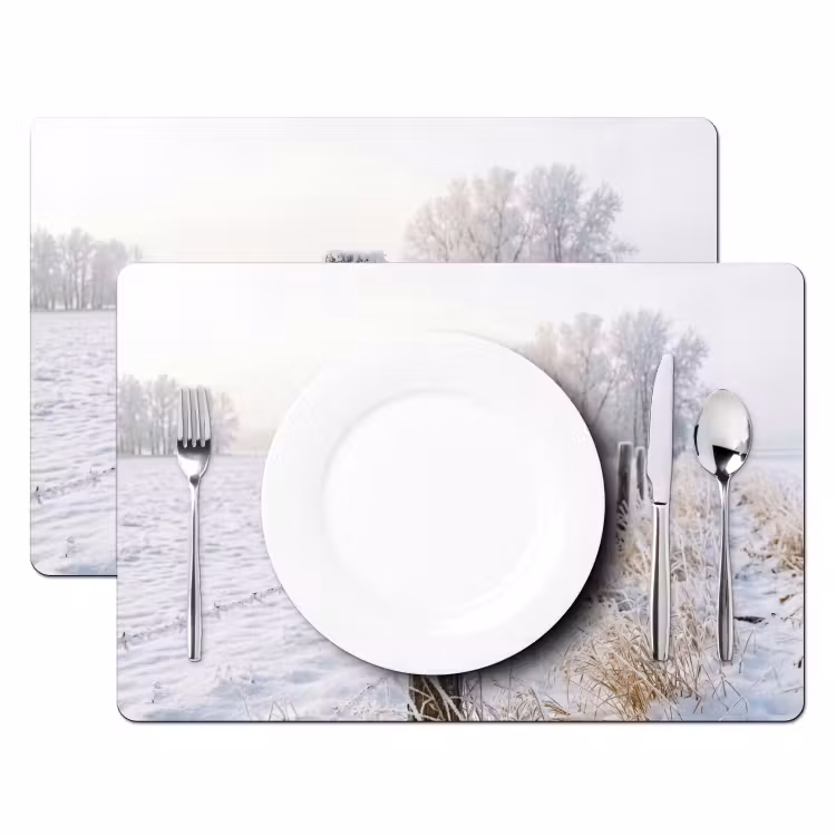 Hek - Sneeuw - Mist - Platteland - Nostalgisch Placemat vinyl groot -zzsfeer2_Kitchenyeah-website