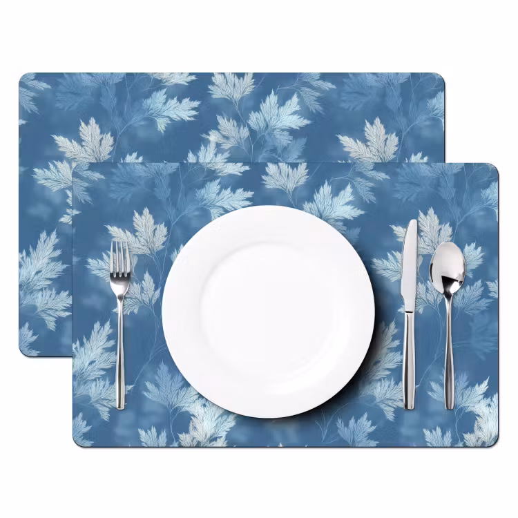 Varen - Botanisch - Patroon - Grijsblauw Placemat vinyl groot 368 -zzsfeer2_Kitchenyeah-website