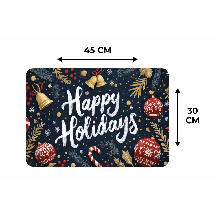 Feestelijk - Kerstgroet - Kleurrijk Placemat vinyl groot -specs