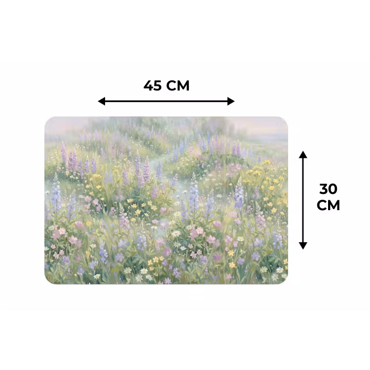Bloemenveld - Heuvels - Kleurrijk Placemat vinyl groot -specs