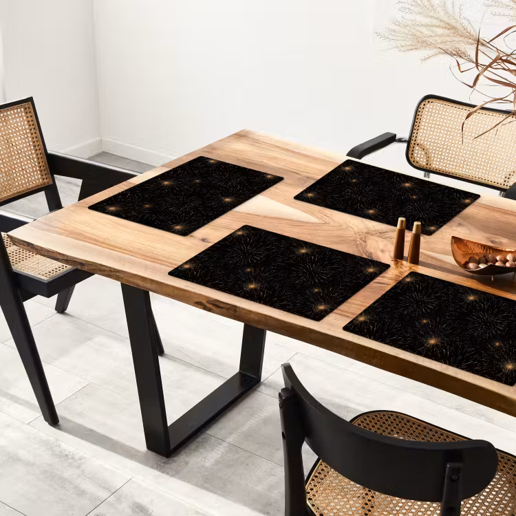 Vuurwerk - Patroon - Feestelijk - Goud - Zwart Placemat vinyl groot 368 -zzsfeer4_Kitchenyeah-website