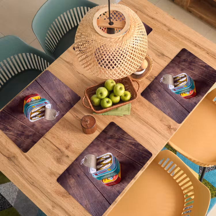 Placemat - 6 pieces - Fish - Cans - Kitchen - Vis - Blikjes - Keuken Placemat vinyl groot