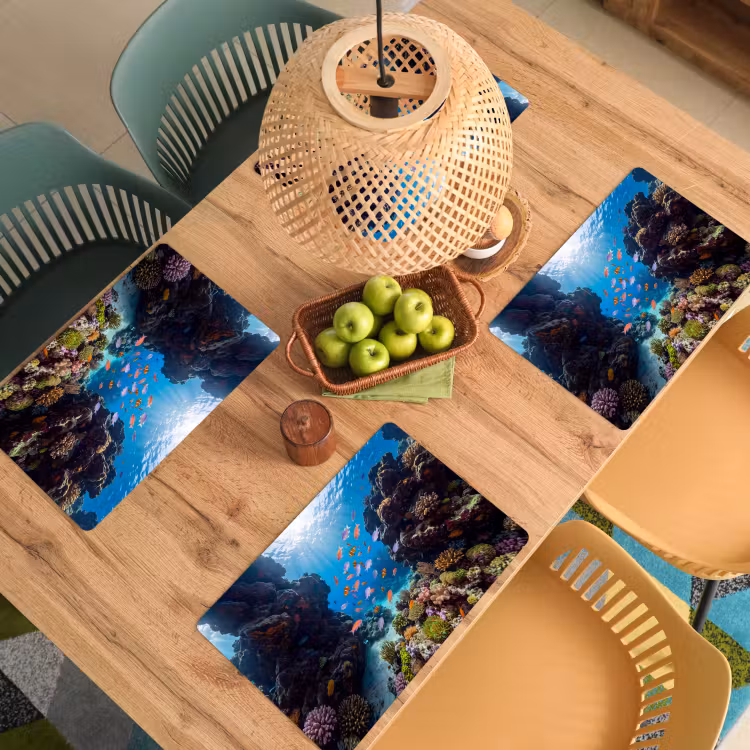 Vis - Koraalrif - Onderwater - Levendig - Blauw Placemat vinyl groot -zzsfeer5_Kitchenyeah-website