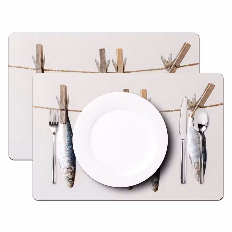 Placemat - 6 pieces - Fish - Hanging - Food - Vis - Hangend - Eten Placemat vinyl groot