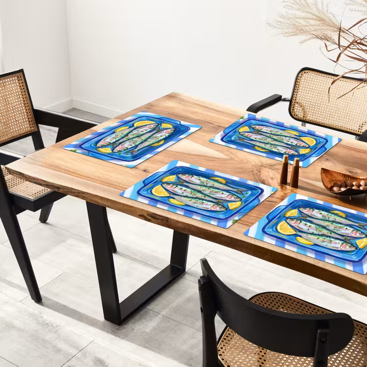 Vis - Citroen - Kruiden - Eten - Blauw Placemat vinyl groot -zzsfeer4_Kitchenyeah-website