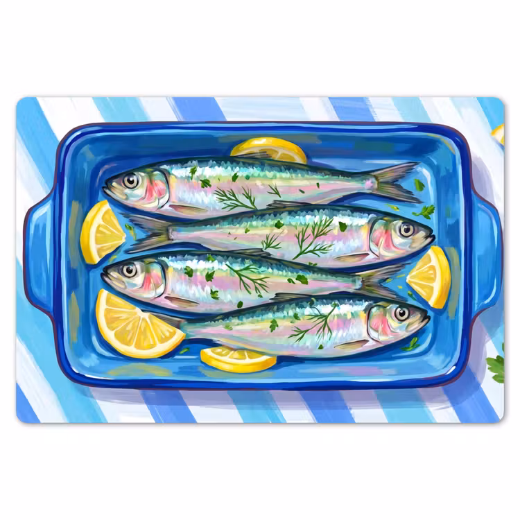 Vis - Citroen - Kruiden - Eten - Blauw Placemat vinyl groot -zzsfeer1_Kitchenyeah-website