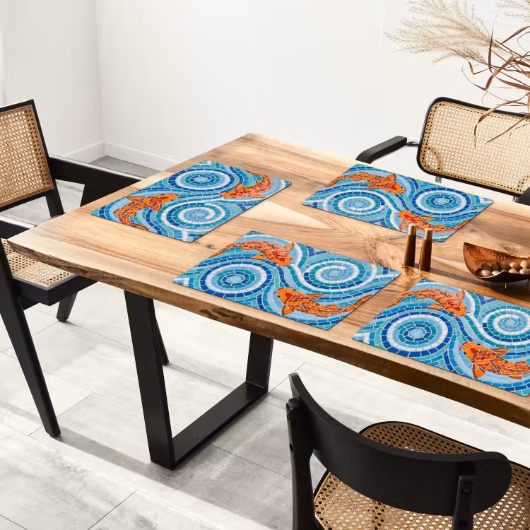 Vis - Mozaïek - Water - Decoratief - Blauw Placemat vinyl groot -zzsfeer4_Kitchenyeah-website