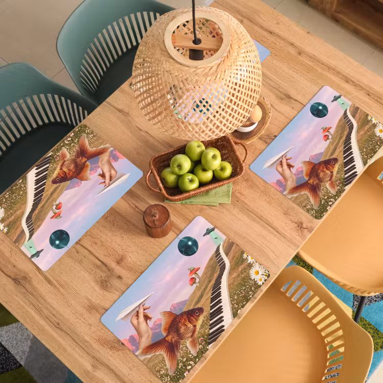 Placemat - 6 pieces - Fish - Nature - Abstract - Vis - Natuur - Abstract Placemat vinyl groot