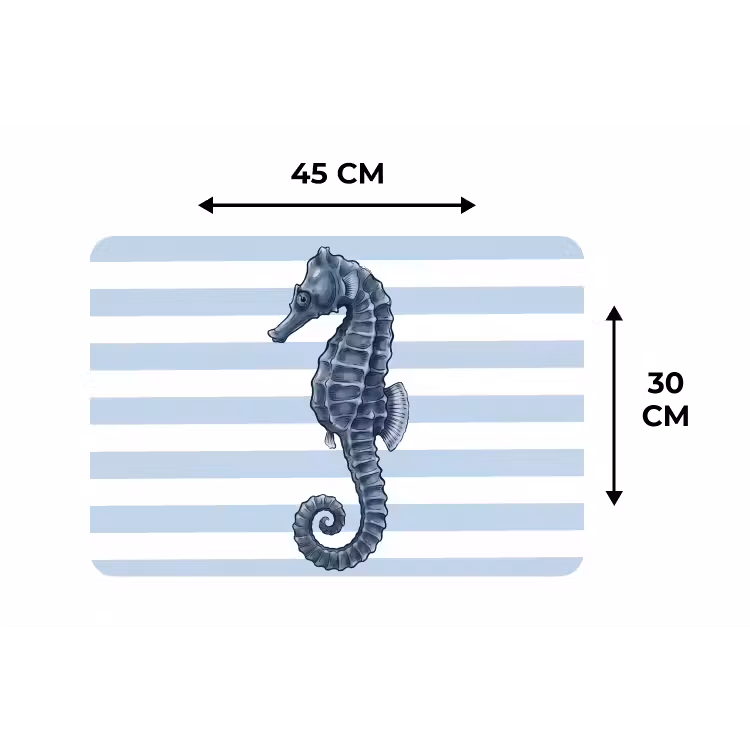 Vis - Oceaan - Illustratie - Blauw - Strepen Placemat vinyl groot -specs