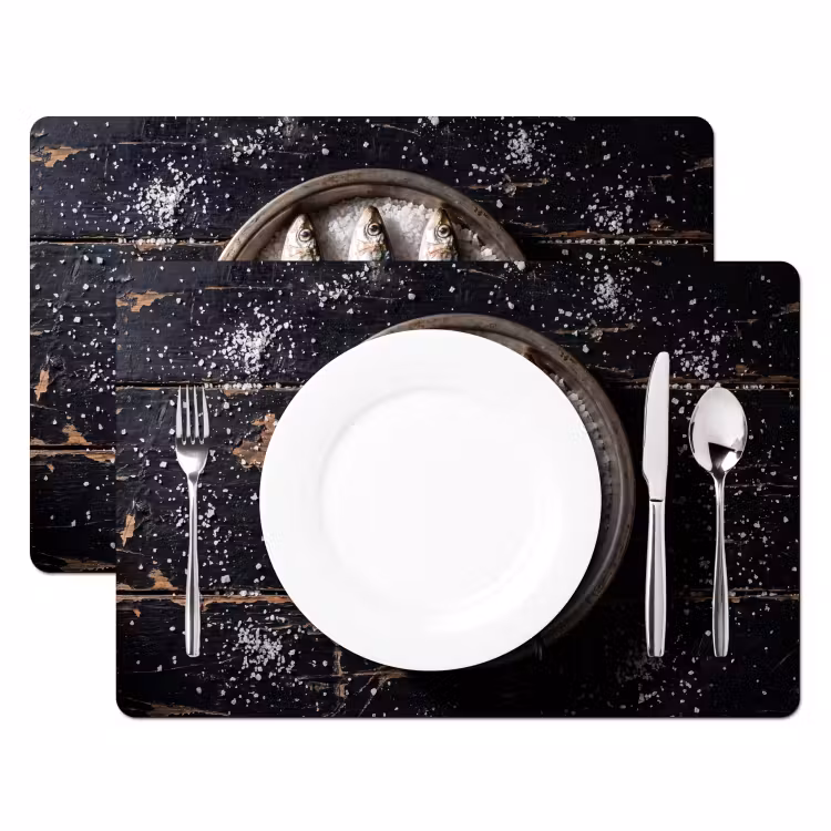 Placemat - 6 pieces - Fish - Salt - Food - Vis - Zout - Eten Placemat vinyl groot