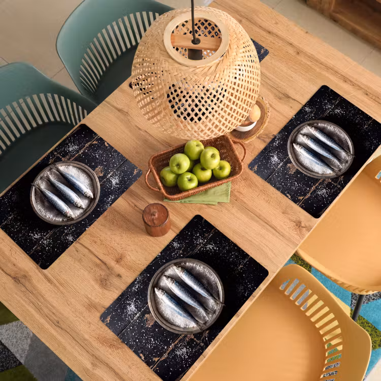 Placemat - 6 pieces - Fish - Salt - Food - Vis - Zout - Eten Placemat vinyl groot