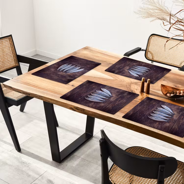 Placemat - 6 pieces - Fish - Wood - Food - Vis - Hout - Eten Placemat vinyl groot