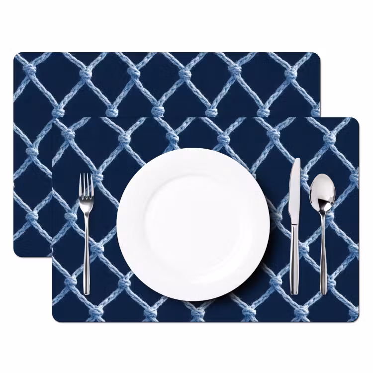 Visnet - Touw - Patroon - Marineblauw Placemat vinyl groot 368 -zzsfeer2_Kitchenyeah-website