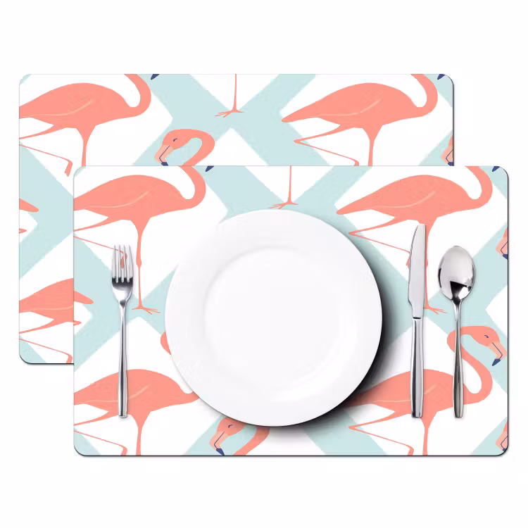 Flamingo - Mintgroen - Ruit Placemat vinyl groot 368 -zzsfeer2_Kitchenyeah-website