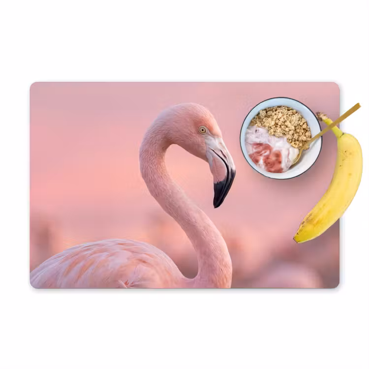 Flamingo - Portret - Roze Placemat vinyl groot -zzzproduct_Kitchenyeah-website