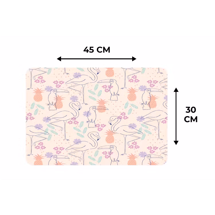 Flamingo - Toekan - Tropisch - Patroon Placemat vinyl groot 368 -specs