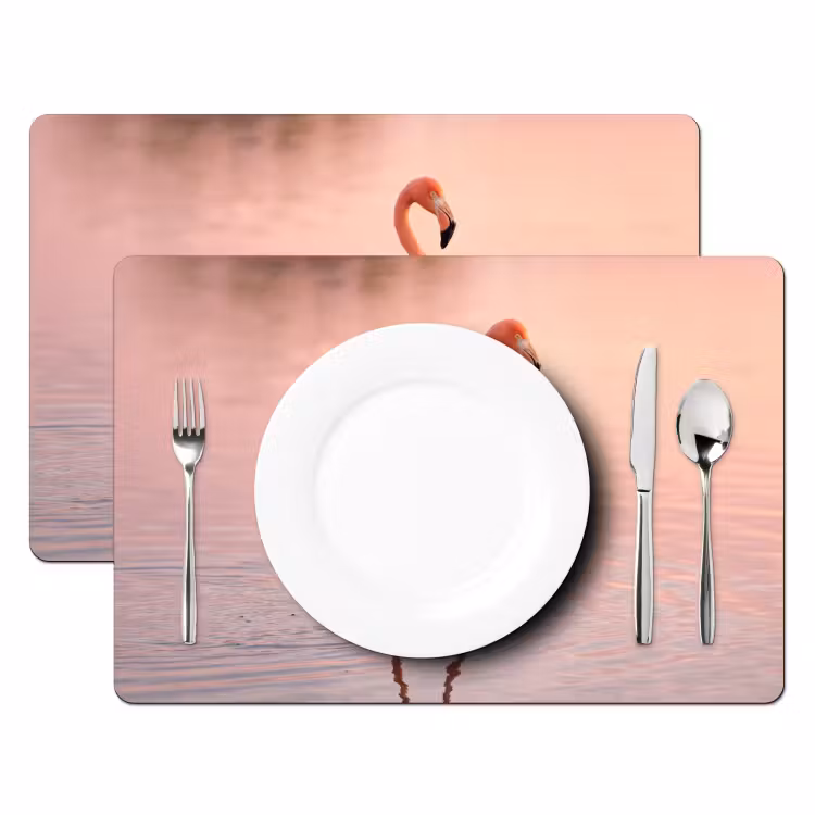 Flamingo - Water - Roze Placemat vinyl groot -zzsfeer2_Kitchenyeah-website